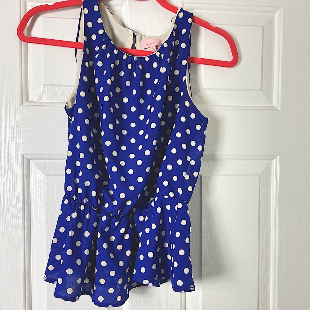 Hearts Women's Blue & white polka dots Tank Tops Size S